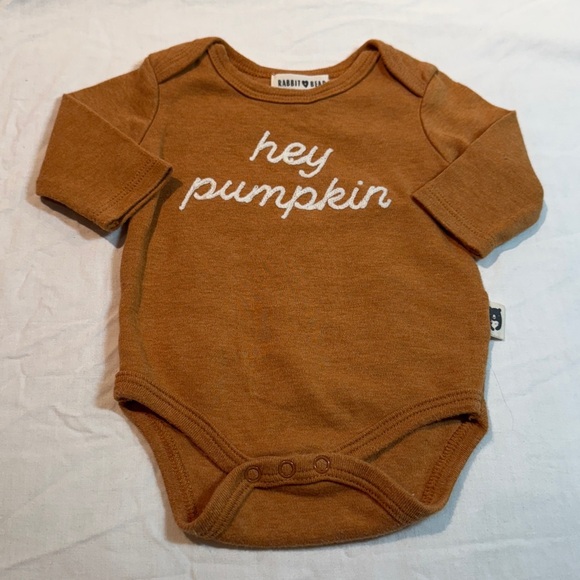 Rabbit + Bear - Organic Cotton "Hey Pumpkin" Baby Onesie Shirt - Picture 1 of 3